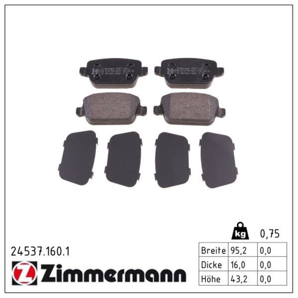 ZIMMERMANN 24537.160.1 Bremsbelagsatz, Scheibenbremse