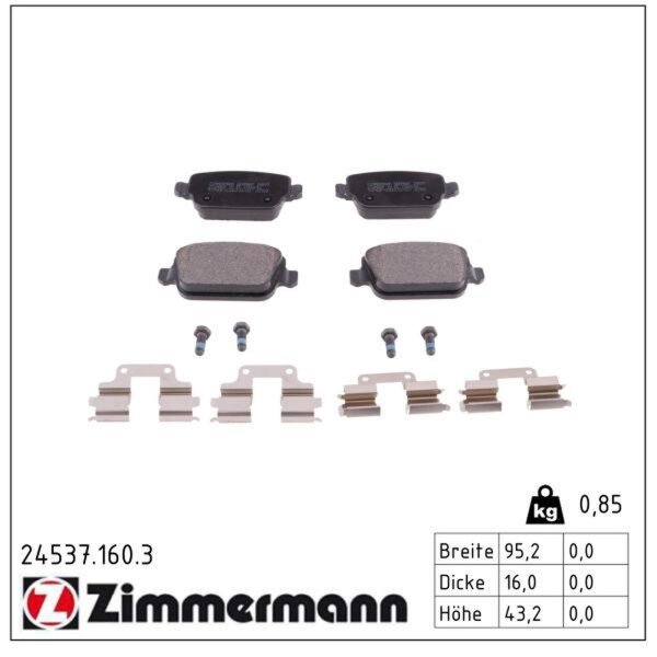 ZIMMERMANN 24537.160.3 Bremsbelagsatz, Scheibenbremse
