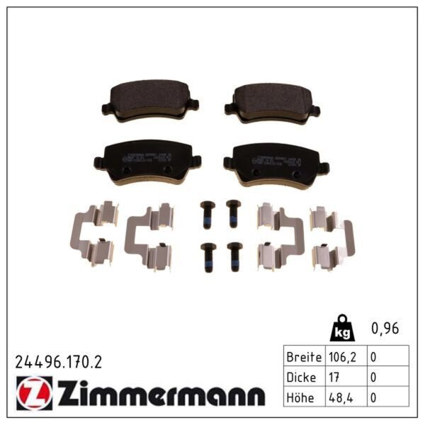 ZIMMERMANN 24496.170.2 Bremsbelagsatz, Scheibenbremse