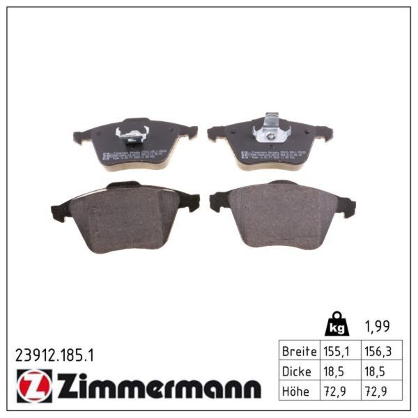 ZIMMERMANN 23912.185.1 Bremsbelagsatz, Scheibenbremse