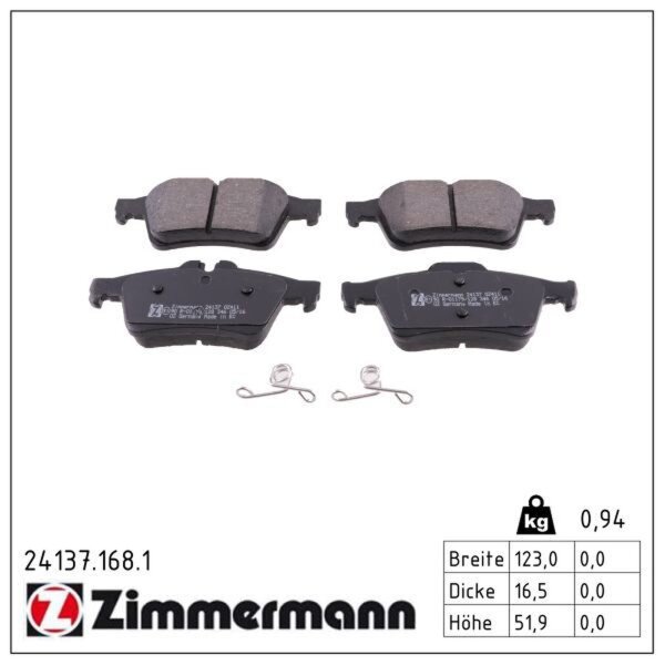 ZIMMERMANN 24137.168.1 Bremsbelagsatz, Scheibenbremse