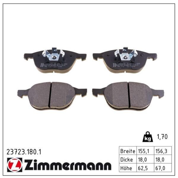 ZIMMERMANN 23723.180.1 Bremsbelagsatz, Scheibenbremse