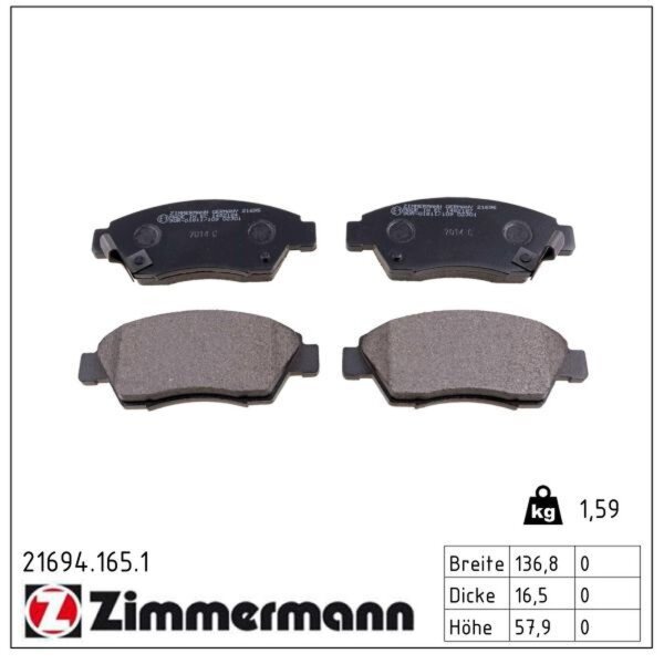 ZIMMERMANN 21694.165.1 Bremsbelagsatz, Scheibenbremse