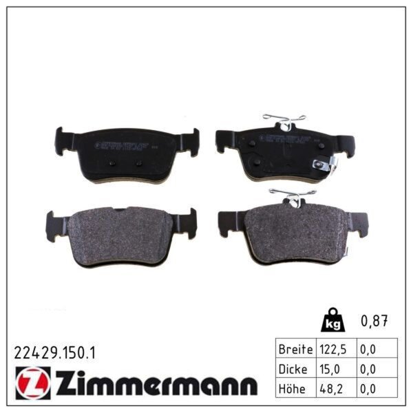 ZIMMERMANN 22429.150.1 Bremsbelagsatz, Scheibenbremse