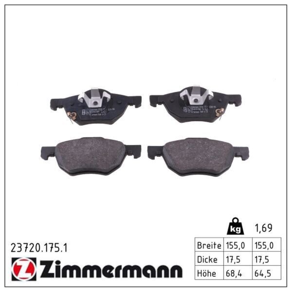 ZIMMERMANN 23720.175.1 Bremsbelagsatz, Scheibenbremse