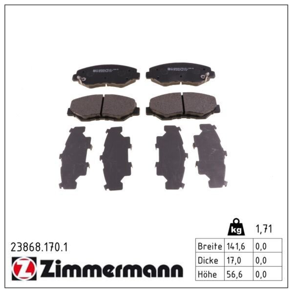ZIMMERMANN 23868.170.1 Bremsbelagsatz, Scheibenbremse