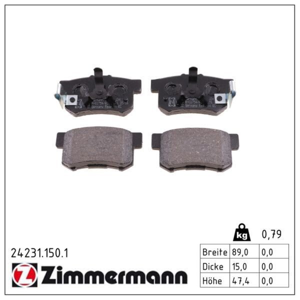 ZIMMERMANN 24231.150.1 Bremsbelagsatz, Scheibenbremse