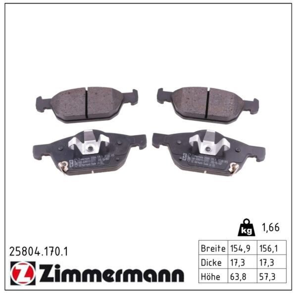 ZIMMERMANN 25804.170.1 Bremsbelagsatz, Scheibenbremse