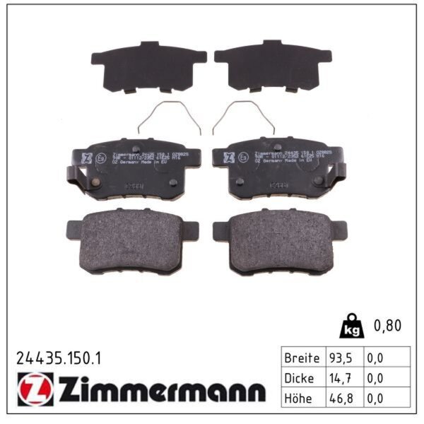 ZIMMERMANN 24435.150.1 Bremsbelagsatz, Scheibenbremse