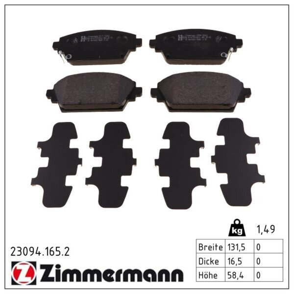 ZIMMERMANN 23094.165.2 Bremsbelagsatz, Scheibenbremse
