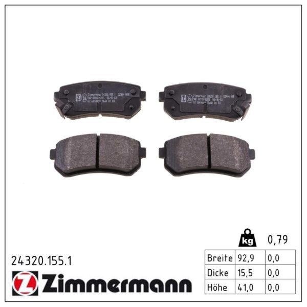 ZIMMERMANN 24320.155.1 Bremsbelagsatz, Scheibenbremse