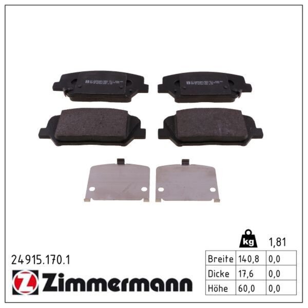 ZIMMERMANN 24915.170.1 Bremsbelagsatz, Scheibenbremse