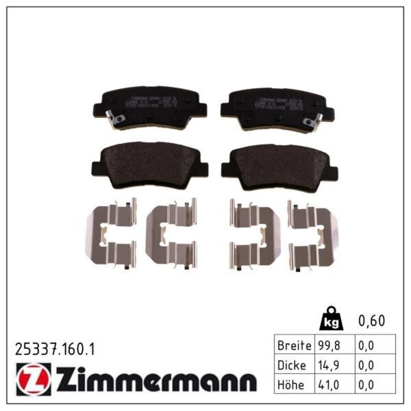 ZIMMERMANN 25337.160.1 Bremsbelagsatz, Scheibenbremse
