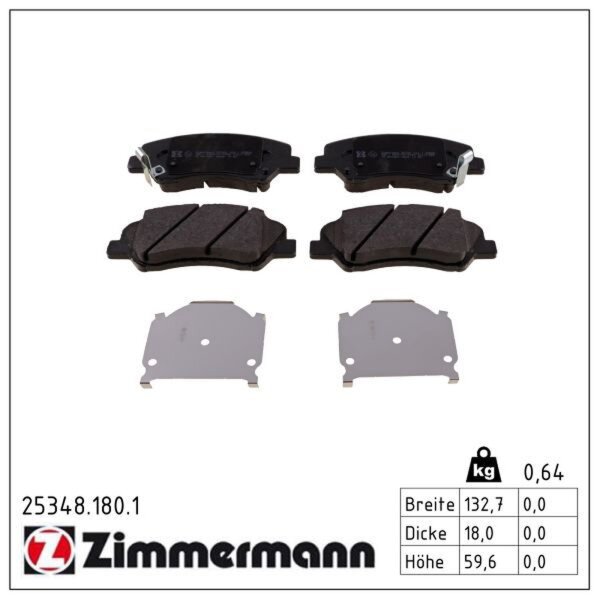 ZIMMERMANN 25348.180.1 Bremsbelagsatz, Scheibenbremse