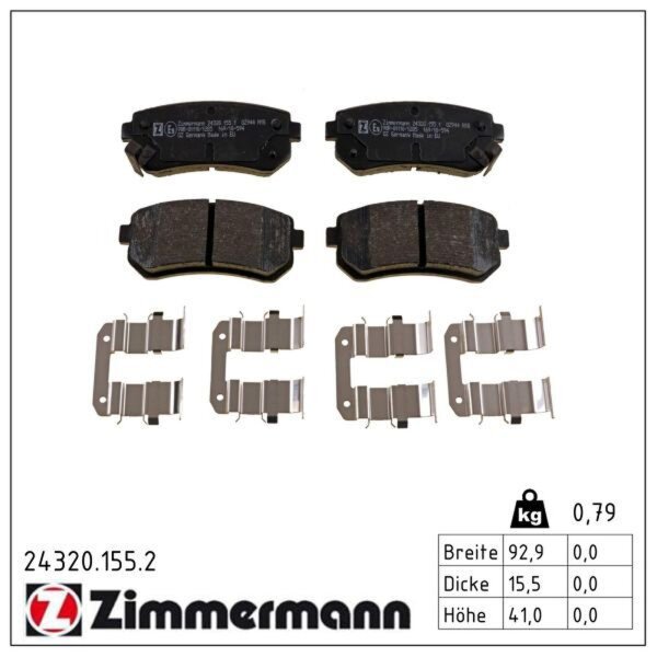 ZIMMERMANN 24320.155.2 Bremsbelagsatz, Scheibenbremse