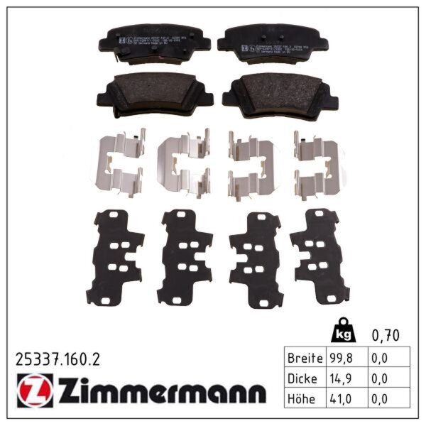 ZIMMERMANN 25337.160.2 Bremsbelagsatz, Scheibenbremse