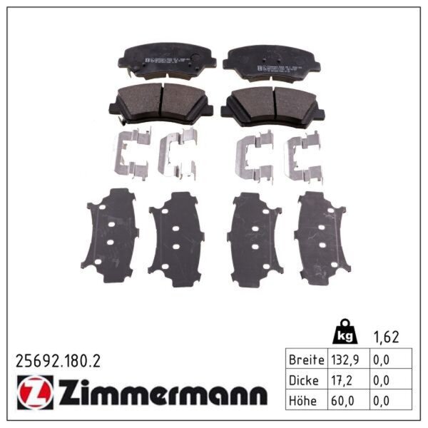 ZIMMERMANN 25692.180.2 Bremsbelagsatz, Scheibenbremse