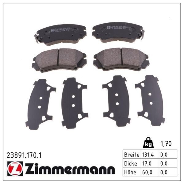 ZIMMERMANN 23891.170.1 Bremsbelagsatz, Scheibenbremse