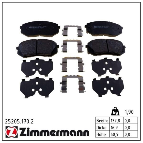 ZIMMERMANN 25205.170.2 Bremsbelagsatz, Scheibenbremse