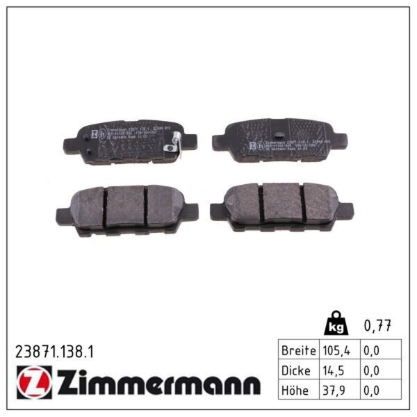 ZIMMERMANN 23871.138.1 Bremsbelagsatz, Scheibenbremse