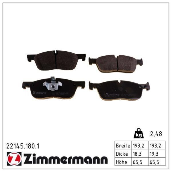ZIMMERMANN 22145.180.1 Bremsbelagsatz, Scheibenbremse