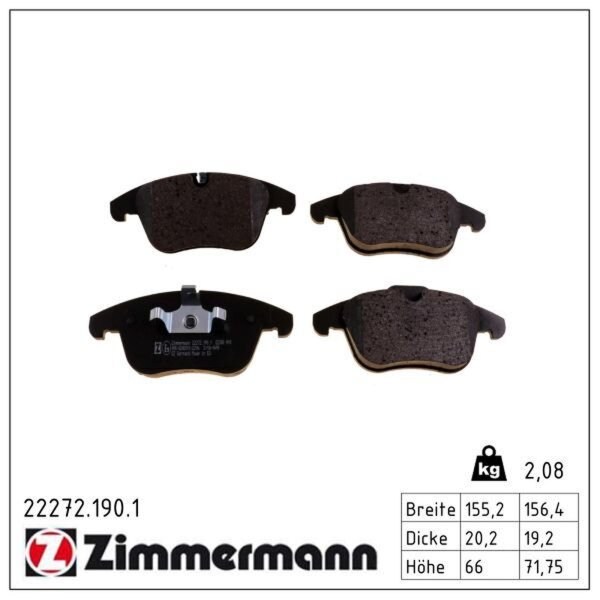 ZIMMERMANN 22272.190.1 Bremsbelagsatz, Scheibenbremse