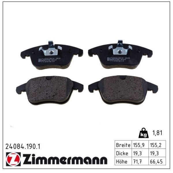 ZIMMERMANN 24084.190.1 Bremsbelagsatz, Scheibenbremse