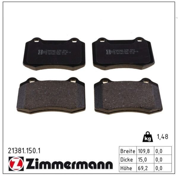 ZIMMERMANN 21381.150.1 Bremsbelagsatz, Scheibenbremse