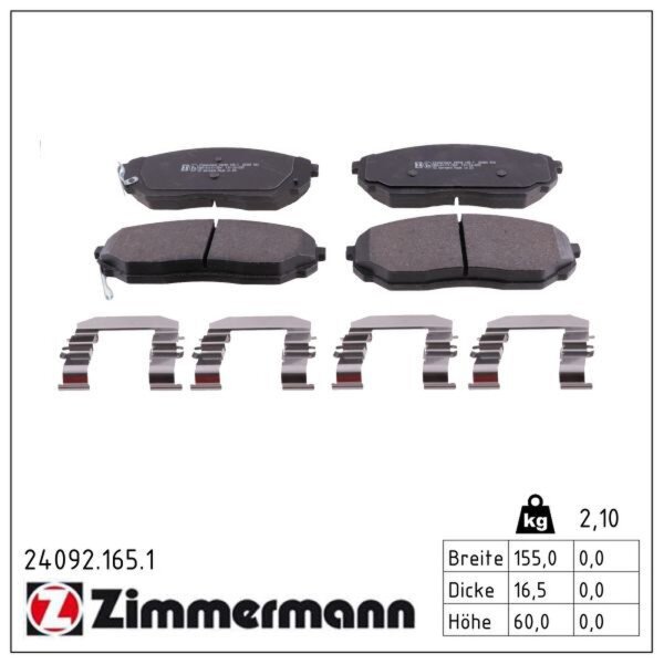 ZIMMERMANN 24092.165.1 Bremsbelagsatz, Scheibenbremse