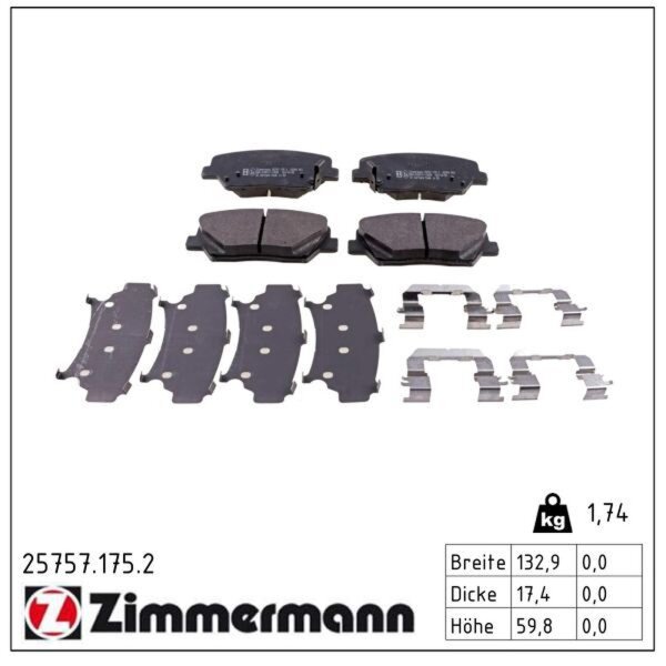 ZIMMERMANN 25757.175.2 Bremsbelagsatz, Scheibenbremse