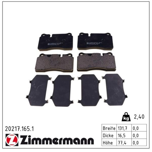ZIMMERMANN 20217.165.1 Bremsbelagsatz, Scheibenbremse