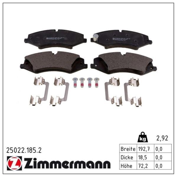 ZIMMERMANN 25022.185.2 Bremsbelagsatz, Scheibenbremse