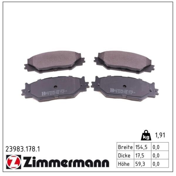 ZIMMERMANN 23983.178.1 Bremsbelagsatz, Scheibenbremse