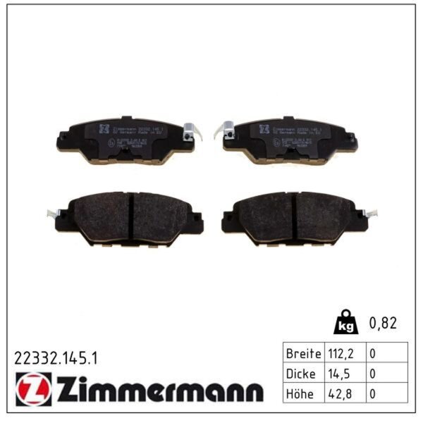 ZIMMERMANN 22332.145.1 Bremsbelagsatz, Scheibenbremse