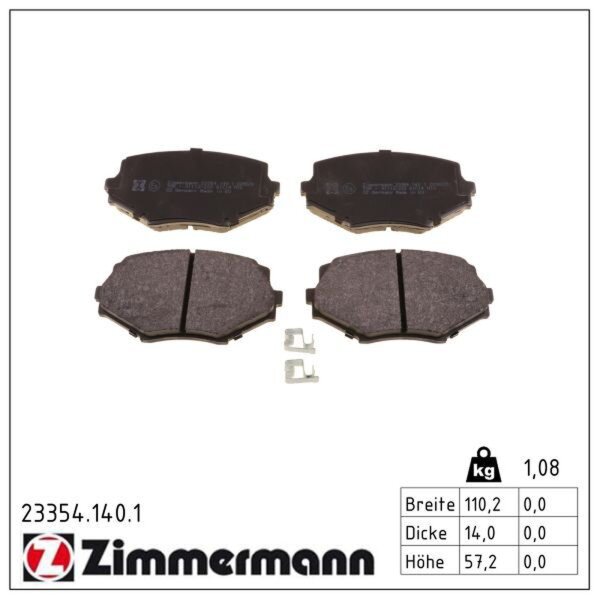 ZIMMERMANN 23354.140.1 Bremsbelagsatz, Scheibenbremse