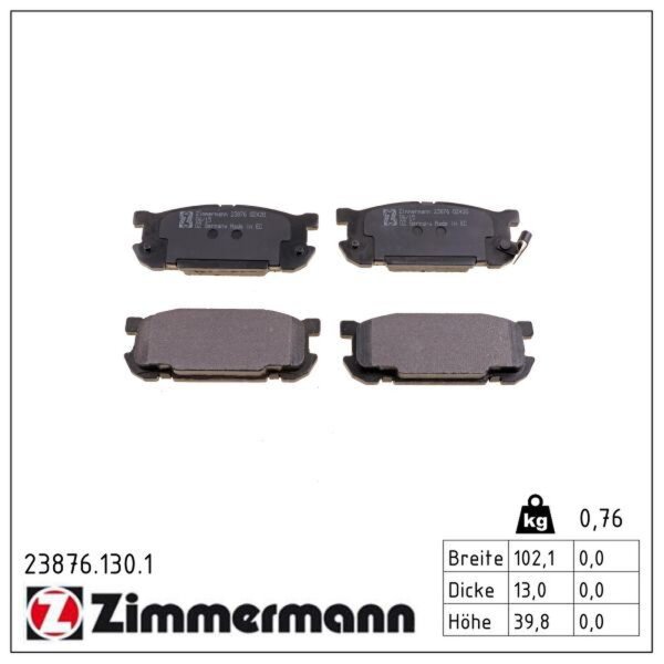 ZIMMERMANN 23876.130.1 Bremsbelagsatz, Scheibenbremse