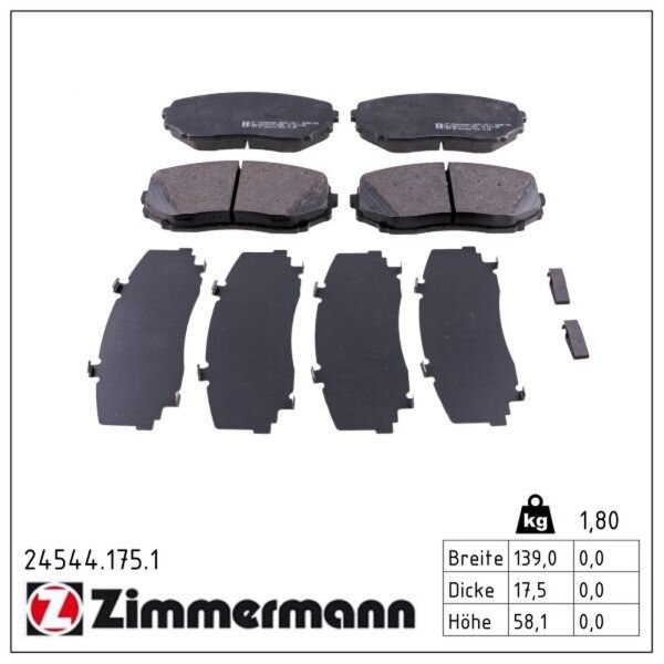 ZIMMERMANN 24544.175.1 Bremsbelagsatz, Scheibenbremse
