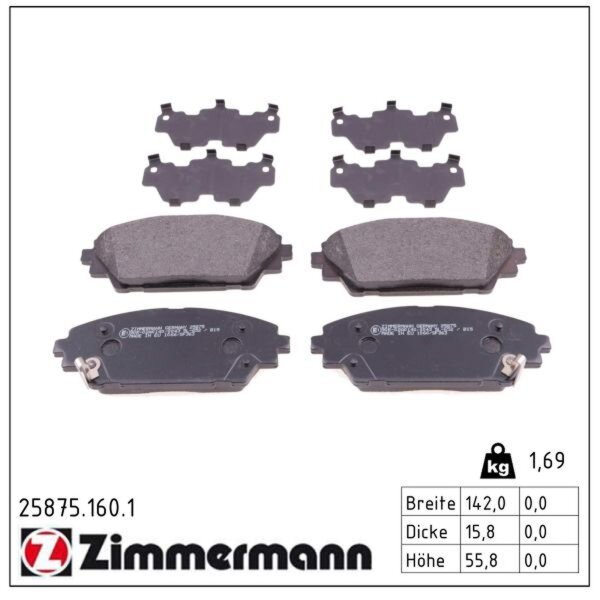 ZIMMERMANN 25875.160.1 Bremsbelagsatz, Scheibenbremse