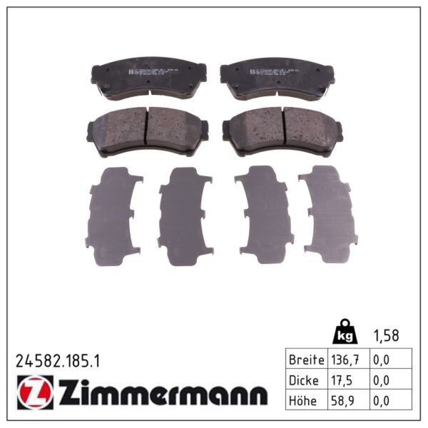 ZIMMERMANN 24582.185.1 Bremsbelagsatz, Scheibenbremse