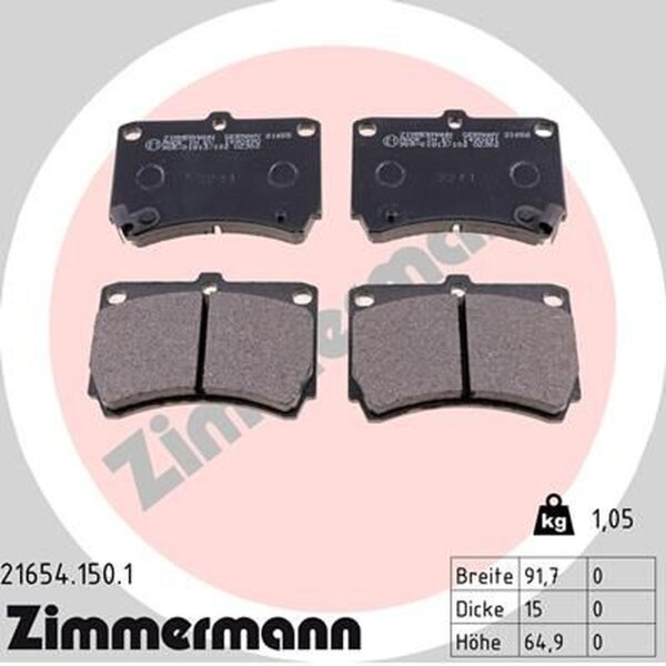 ZIMMERMANN 21654.150.1 Bremsbelagsatz, Scheibenbremse