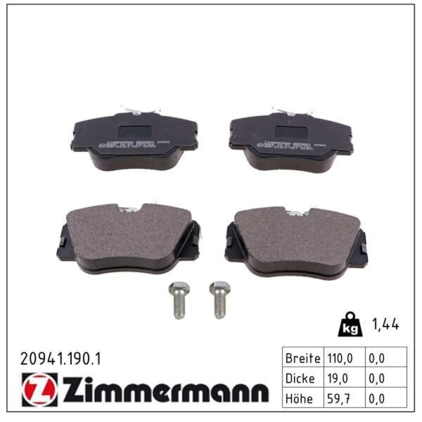 ZIMMERMANN 20941.190.1 Bremsbelagsatz, Scheibenbremse