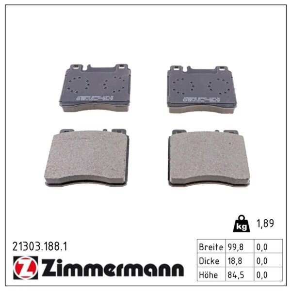 ZIMMERMANN 21303.188.1 Bremsbelagsatz, Scheibenbremse