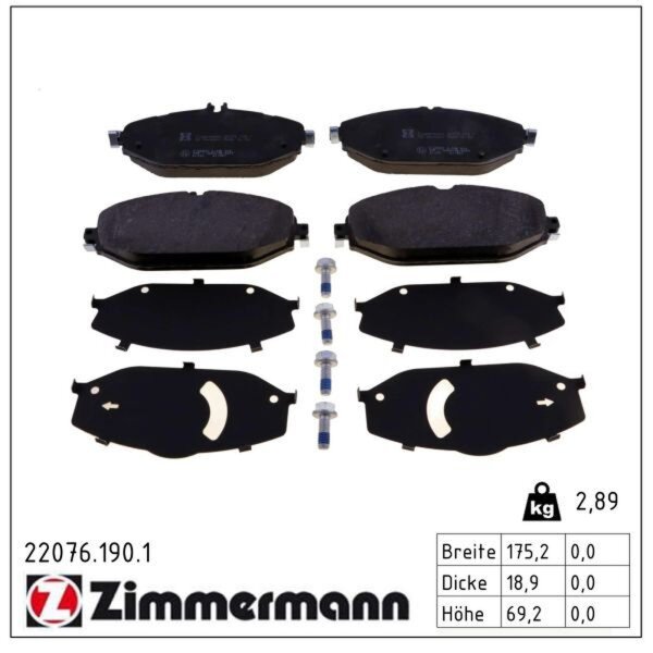 ZIMMERMANN 22076.190.1 Bremsbelagsatz, Scheibenbremse