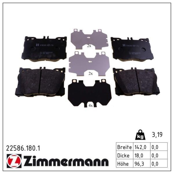 ZIMMERMANN 22586.180.1 Bremsbelagsatz, Scheibenbremse
