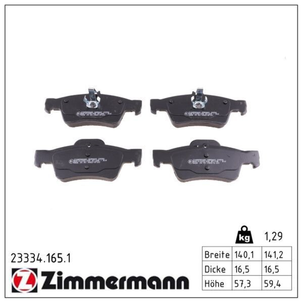 ZIMMERMANN 23334.165.1 Bremsbelagsatz, Scheibenbremse