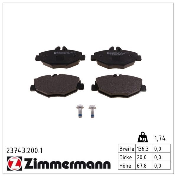 ZIMMERMANN 23743.200.1 Bremsbelagsatz, Scheibenbremse