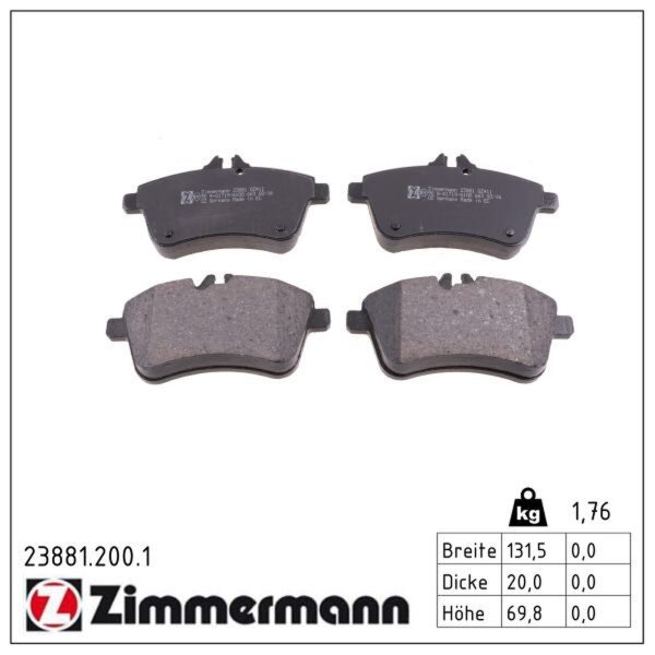 ZIMMERMANN 23881.200.1 Bremsbelagsatz, Scheibenbremse