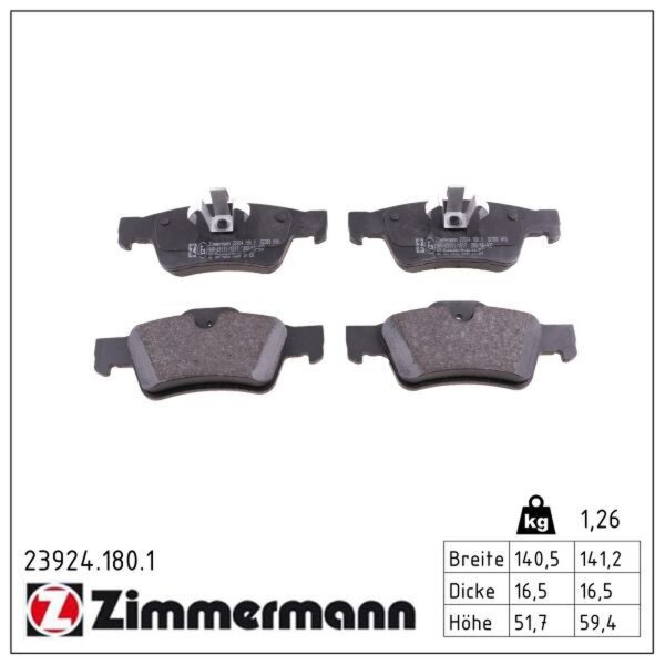 ZIMMERMANN 23924.180.1 Bremsbelagsatz, Scheibenbremse