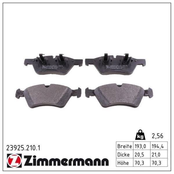 ZIMMERMANN 23925.210.1 Bremsbelagsatz, Scheibenbremse