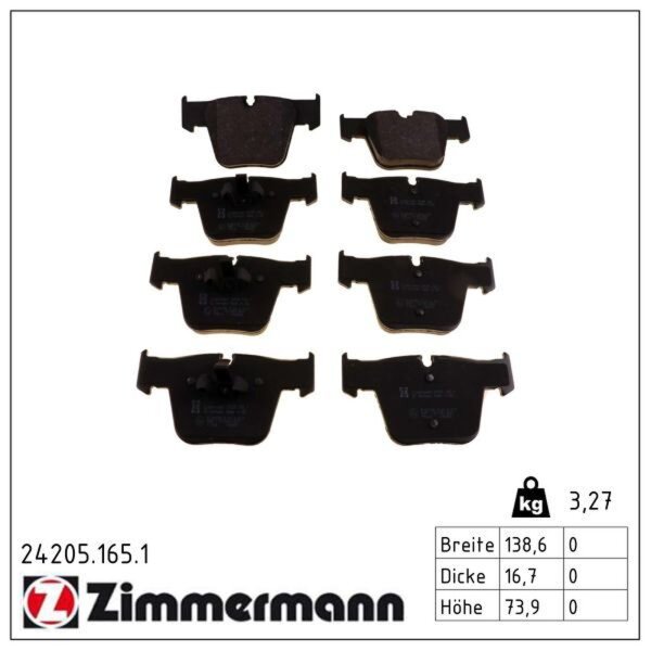 ZIMMERMANN 24205.165.1 Bremsbelagsatz, Scheibenbremse